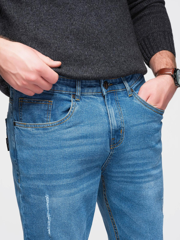 Ombre Clothing Moške razširjene jeans hlače REGULAR FIT - modre V3 OM-PADP-0241 Ombre Clothing