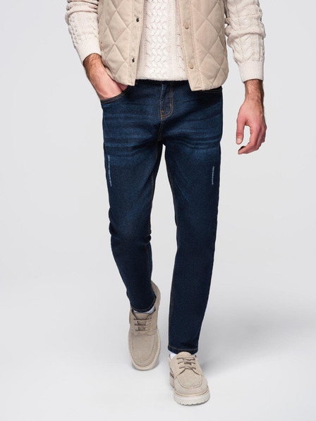 Ombre Clothing Moške jeans hlače REGULAR FIT - temno modre V4 OM-PADP-0241 Ombre Clothing