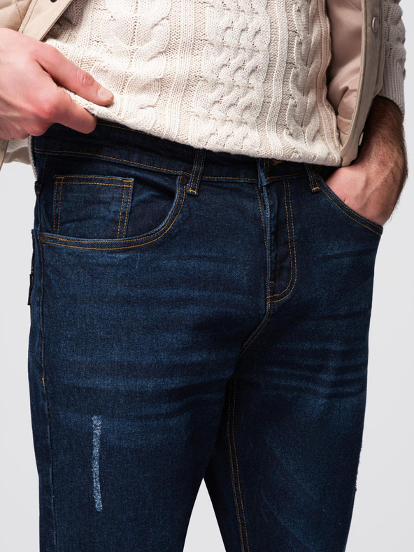 Ombre Clothing Moške jeans hlače REGULAR FIT - temno modre V4 OM-PADP-0241 Ombre Clothing