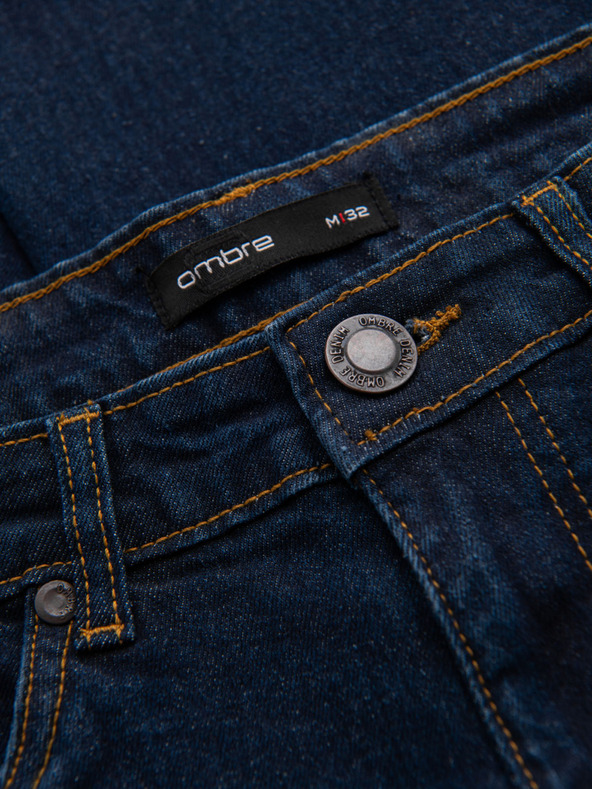 Ombre Clothing Moške jeans hlače REGULAR FIT - temno modre V4 OM-PADP-0241 Ombre Clothing