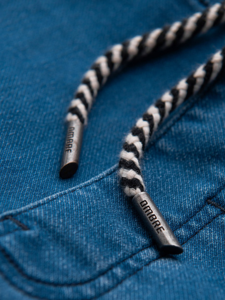 Ombre Clothing Moške jeans hlače s shnurko v pasu - modre V1 OM-PADJ-0242 Ombre Clothing