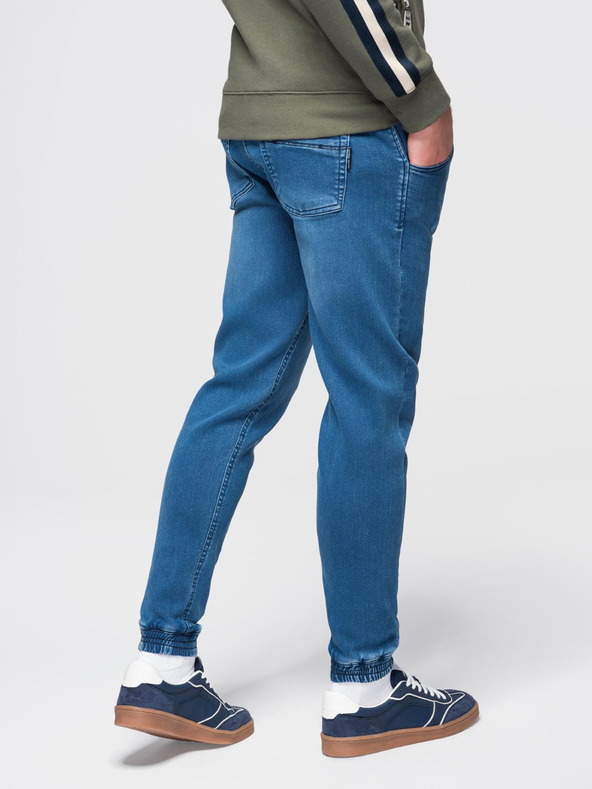 Ombre Clothing Moške jeans hlače s shnurko v pasu - modre V1 OM-PADJ-0242 Ombre Clothing