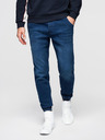 Ombre Clothing Moške jeans hlače z rebrasto pas - temno modre V3 OM-PADJ-0242 Ombre Clothing