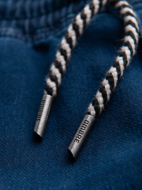 Ombre Clothing Moške jeans hlače z rebrasto pas - temno modre V3 OM-PADJ-0242 Ombre Clothing