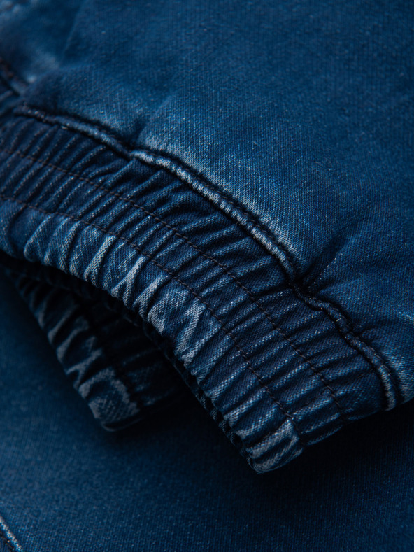 Ombre Clothing Moške jeans hlače z rebrasto pas - temno modre V3 OM-PADJ-0242 Ombre Clothing