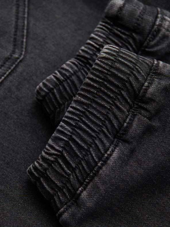 Ombre Clothing Moške jeans hlače s shnurko v pasu - črne V4 OM-PADJ-0242 Ombre Clothing