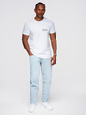 Ombre Clothing Moška pletenina majica REGULAR reza s tiskanjem - bela V1 OM-TSPT-0231 Ombre Clothing