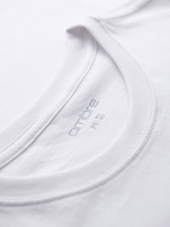 Ombre Clothing Moška pletenina majica REGULAR reza s tiskanjem - bela V1 OM-TSPT-0231 Ombre Clothing