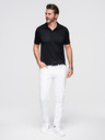 Ombre Clothing Moška stylska polo srajca iz elastične tkanine - črna V1 OM-POSS-0150 Ombre Clothing