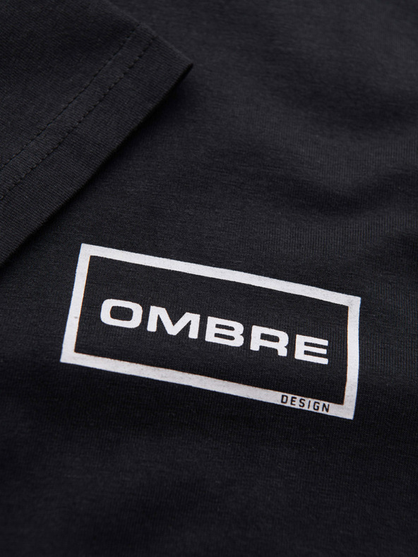 Ombre Clothing Moška pletenina majica s tiskanjem in rezom REGULAR - črna V2 OM-TSPT-0231 Ombre Clothing
