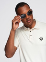 Ombre Clothing Moška stylska polo srajca iz elastične tkanine - kremasta V2 OM-POSS-0150 Ombre Clothing