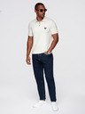 Ombre Clothing Moška stylska polo srajca iz elastične tkanine - kremasta V2 OM-POSS-0150 Ombre Clothing