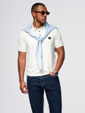 Ombre Clothing Moška stylska polo srajca iz elastične tkanine - kremasta V2 OM-POSS-0150 Ombre Clothing