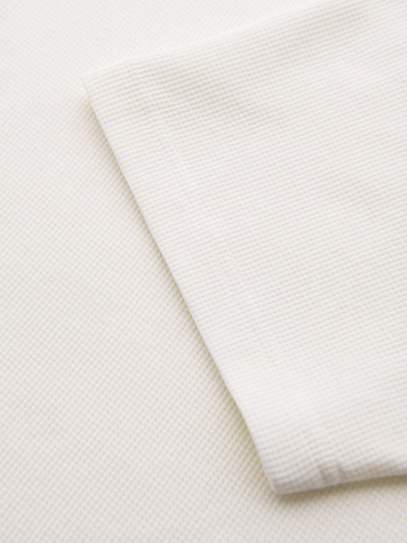 Ombre Clothing Moška majica z okroglim izrezom in vaflasto teksturo - razpokana bela V1 OM-TSCT-0197 Ombre Clothing