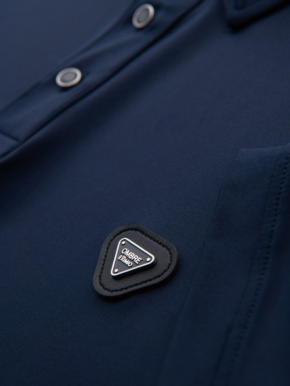 Ombre Clothing Moška stylska polo srajca iz elastične tkanine - temno modra V3 OM-POSS-0150 Ombre Clothing