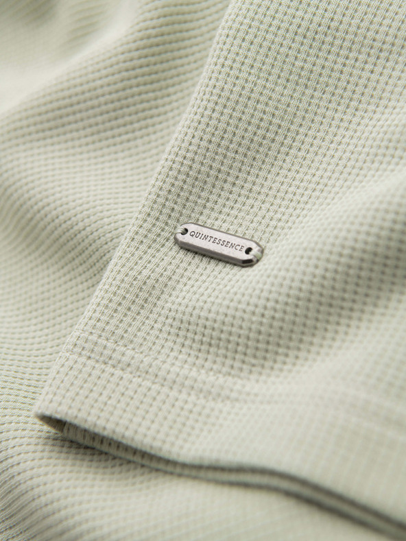 Ombre Clothing Moška majica z okroglim izrezom in vaflasto teksturo - pistacijeva V4 OM-TSCT-0197 Ombre Clothing