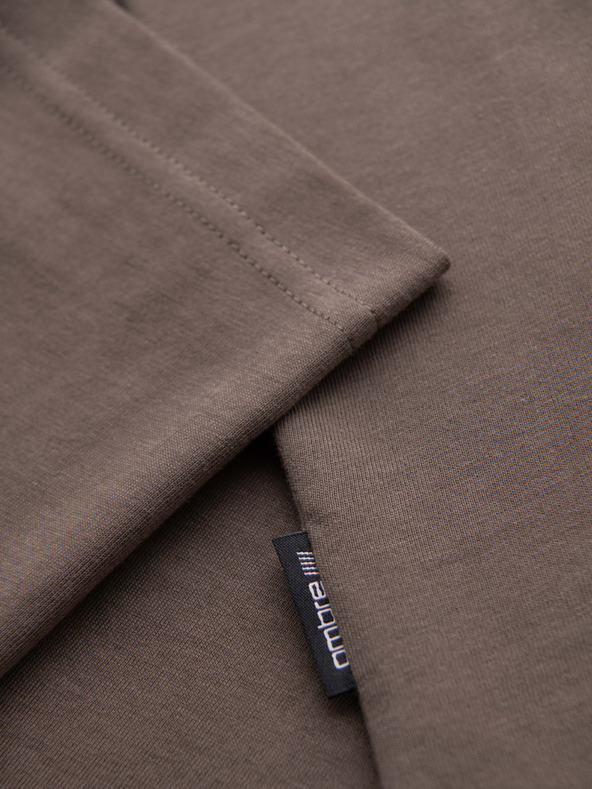 Ombre Clothing Moška bombažna majica s tiskanjem žepa - temno olivno zelena V1 OM-TSPT-0227 Ombre Clothing