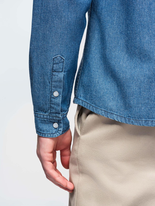 Ombre Clothing Moška jeans srajca na gumbe s žepi - modra V2 OM-SHDS-0210 Ombre Clothing