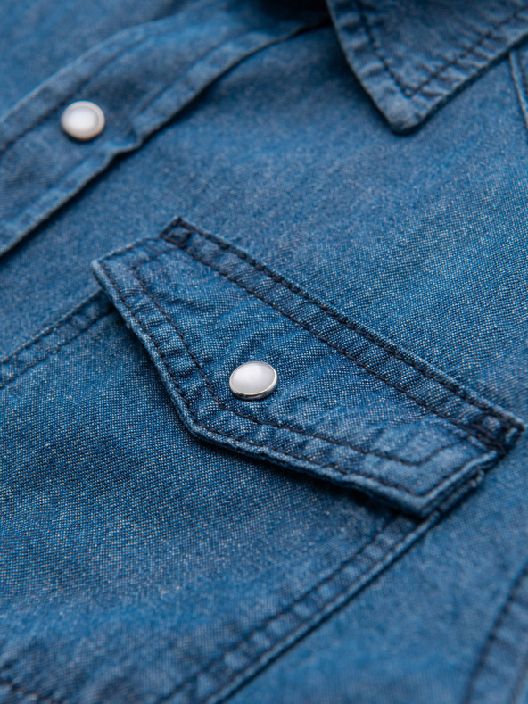 Ombre Clothing Moška jeans srajca na gumbe s žepi - modra V2 OM-SHDS-0210 Ombre Clothing