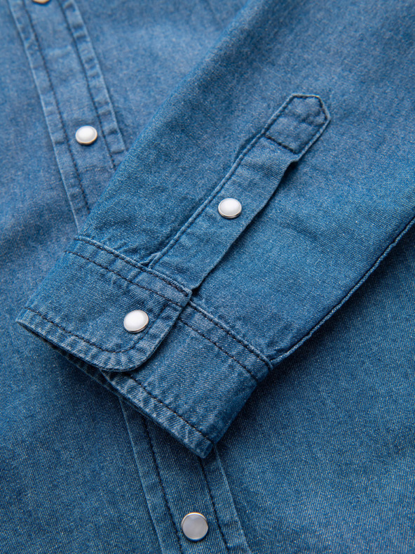 Ombre Clothing Moška jeans srajca na gumbe s žepi - modra V2 OM-SHDS-0210 Ombre Clothing