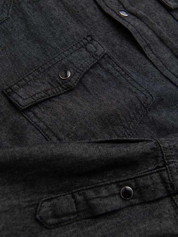 Ombre Clothing Moška jeans srajca na gumbe s žepi - črna V3 OM-SHDS-0210 Ombre Clothing