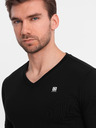 Ombre Clothing Komplet moških dolgih rokavov SLIM FIT z V izrezom in logotipom 2-pack - temno modra/črna mešanica V3 Z103 Ombre Clothing
