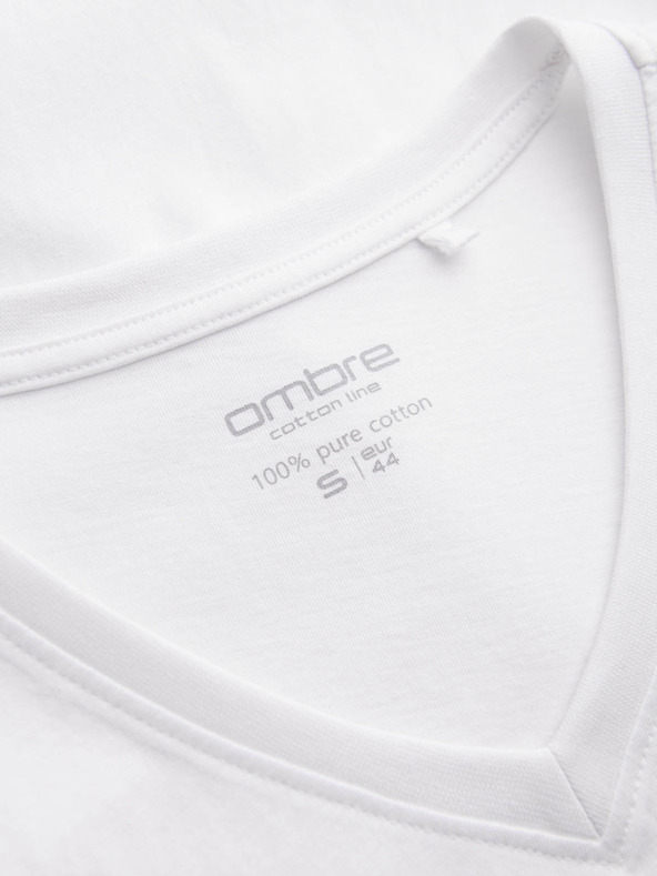 Ombre Clothing Moška klasična bombažna majica BASIC z V izrezom - bela V4 OM-TSBS-0145 Ombre Clothing