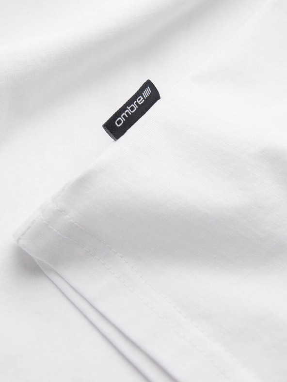 Ombre Clothing Moška klasična bombažna majica BASIC z V izrezom - bela V4 OM-TSBS-0145 Ombre Clothing