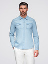 Ombre Clothing Moška jeans srajca s žepi na gumbe - svetlo modra V1 OM-SHDS-0210 Ombre Clothing