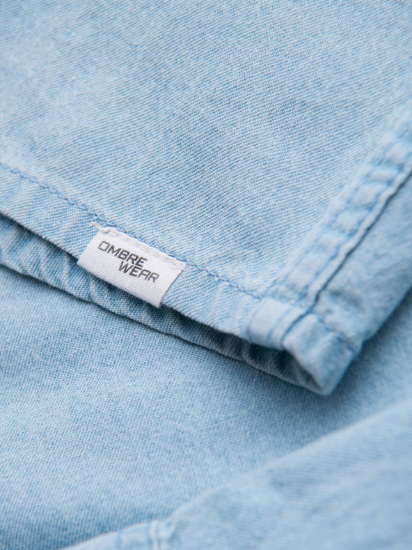 Ombre Clothing Moška jeans srajca s žepi na gumbe - svetlo modra V1 OM-SHDS-0210 Ombre Clothing