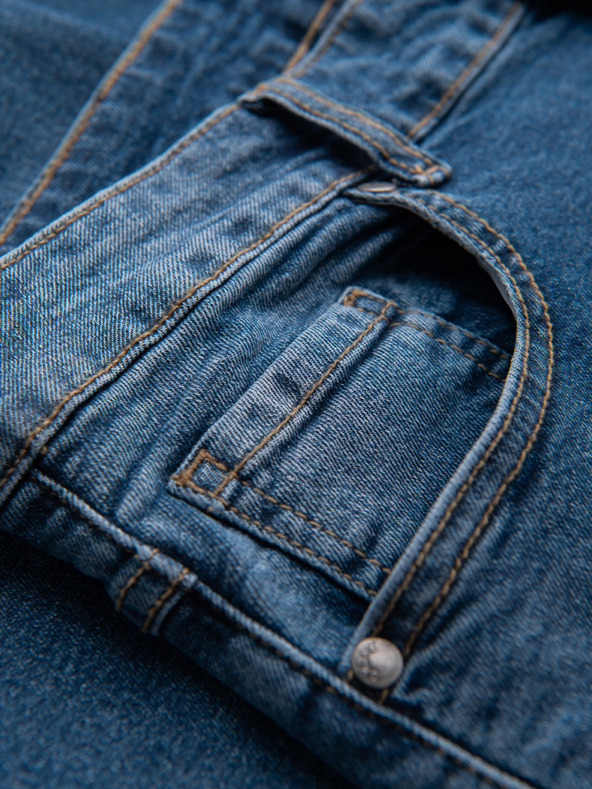 Ombre Clothing Moške jeans hlače SLIM FIT s potrganostmi - temno modre V2 OM-PADP-0255 Ombre Clothing