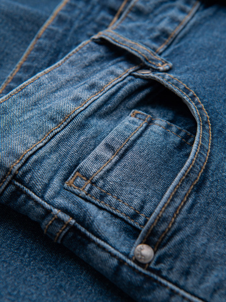 Ombre Clothing Moške jeans hlače SLIM FIT s potrganostmi - temno modre V2 OM-PADP-0255 Ombre Clothing