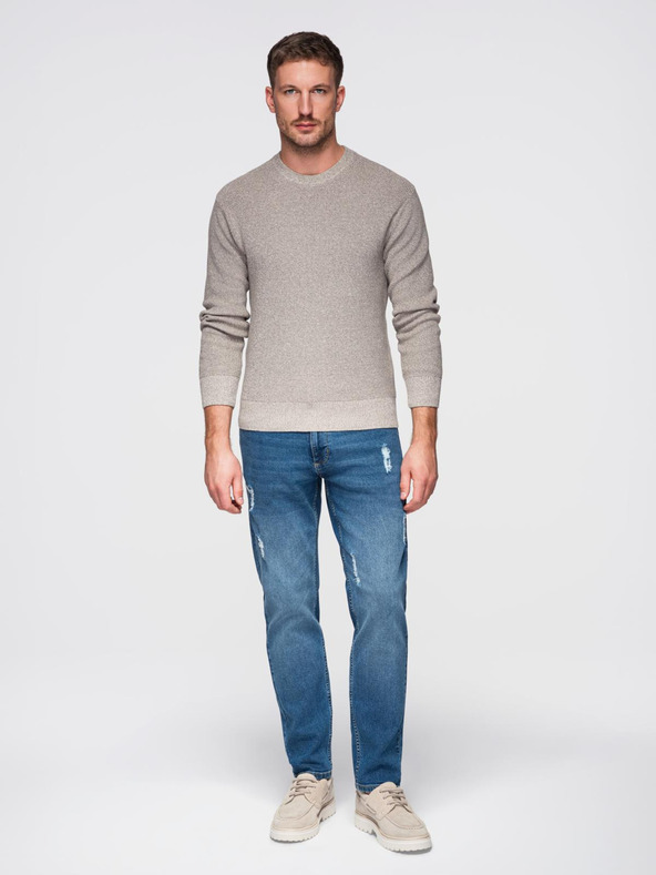 Ombre Clothing Moške jeans hlače SLIM FIT s potrganostmi - temno modre V2 OM-PADP-0255 Ombre Clothing