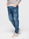 Ombre Clothing Moške jeans hlače SLIM FIT s potrganostmi - temno modre V2 OM-PADP-0255 Ombre Clothing