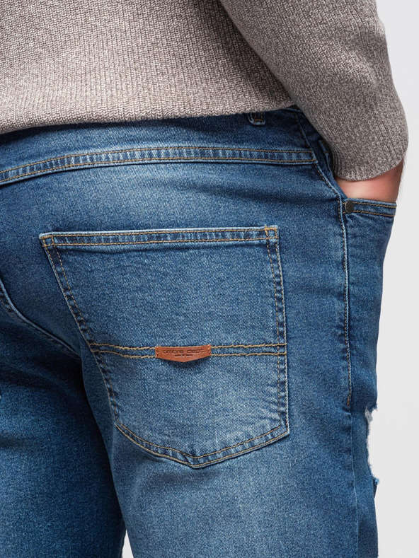 Ombre Clothing Moške jeans hlače SLIM FIT s potrganostmi - temno modre V2 OM-PADP-0255 Ombre Clothing