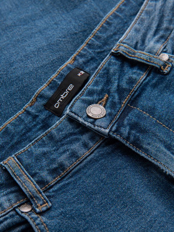 Ombre Clothing Moške jeans hlače SLIM FIT s potrganostmi - temno modre V2 OM-PADP-0255 Ombre Clothing