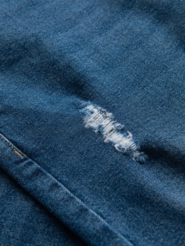 Ombre Clothing Moške jeans hlače SLIM FIT s potrganostmi - temno modre V2 OM-PADP-0255 Ombre Clothing
