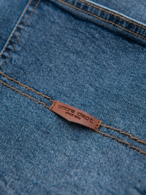 Ombre Clothing Moške jeans hlače SLIM FIT s potrganostmi - temno modre V2 OM-PADP-0255 Ombre Clothing