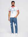 Ombre Clothing Moške jeans hlače CARROT FIT s potrganimi robovi - modre V2 OM-PADP-0250 Ombre Clothing