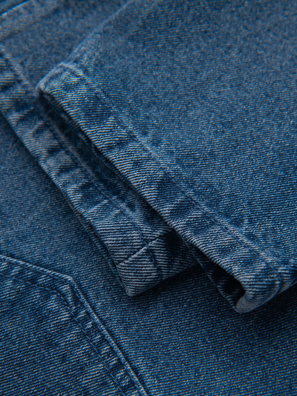 Ombre Clothing Moške jeans hlače CARROT FIT s potrganimi robovi - modre V2 OM-PADP-0250 Ombre Clothing
