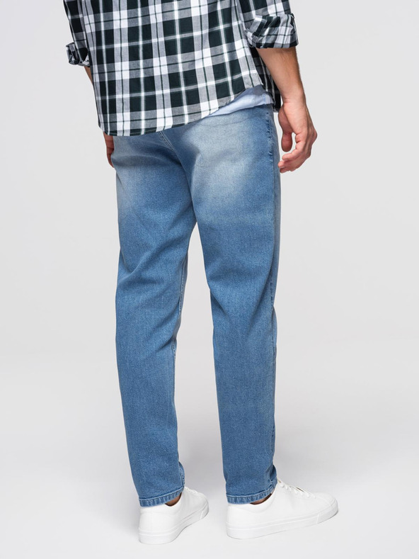 Ombre Clothing Moške jeans hlače CARROT s potrganostmi - svetlo modre V1 OM-PADP-0253 Ombre Clothing