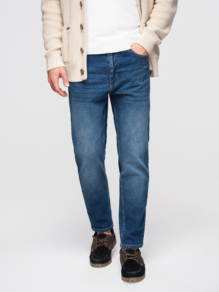 Ombre Clothing Moške jeans hlače CARROT s potrganostmi - modre V2 OM-PADP-0253 Ombre Clothing