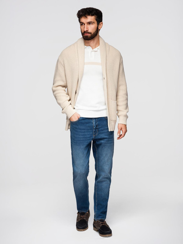 Ombre Clothing Moške jeans hlače CARROT s potrganostmi - modre V2 OM-PADP-0253 Ombre Clothing