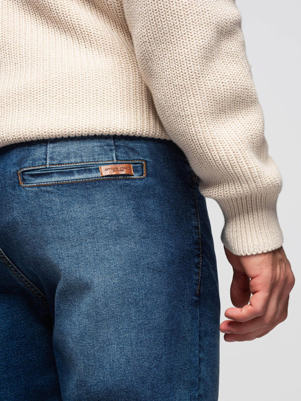 Ombre Clothing Moške jeans hlače CARROT s potrganostmi - modre V2 OM-PADP-0253 Ombre Clothing