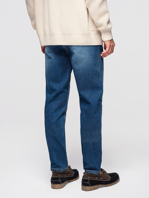 Ombre Clothing Moške jeans hlače CARROT s potrganostmi - modre V2 OM-PADP-0253 Ombre Clothing