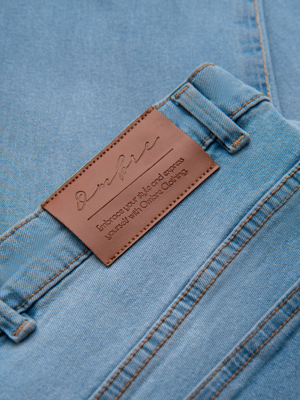 Ombre Clothing Moške jeans hlače JOGGERY s klasičnim razporom - svetlo modre V1 OM-PADJ-0265 Ombre Clothing