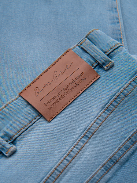 Ombre Clothing Moške jeans hlače JOGGERY s klasičnim razporom - svetlo modre V1 OM-PADJ-0265 Ombre Clothing