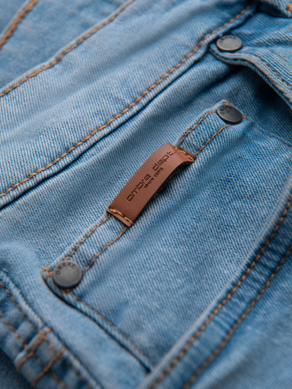 Ombre Clothing Moške jeans hlače JOGGERY s klasičnim razporom - svetlo modre V1 OM-PADJ-0265 Ombre Clothing