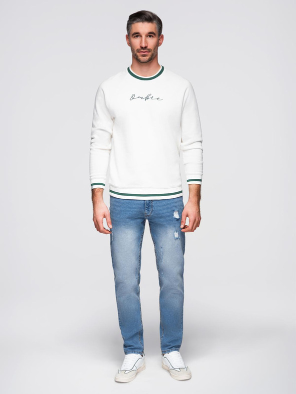 Ombre Clothing Moške jeans hlače REGULAR FIT s potrganostmi - svetlo modre V1 OM-PADP-0254 Ombre Clothing