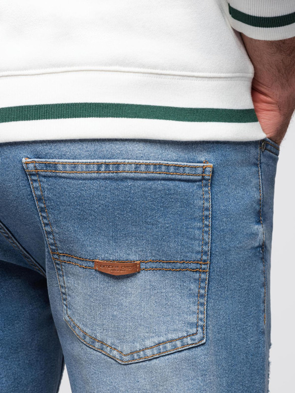 Ombre Clothing Moške jeans hlače REGULAR FIT s potrganostmi - svetlo modre V1 OM-PADP-0254 Ombre Clothing